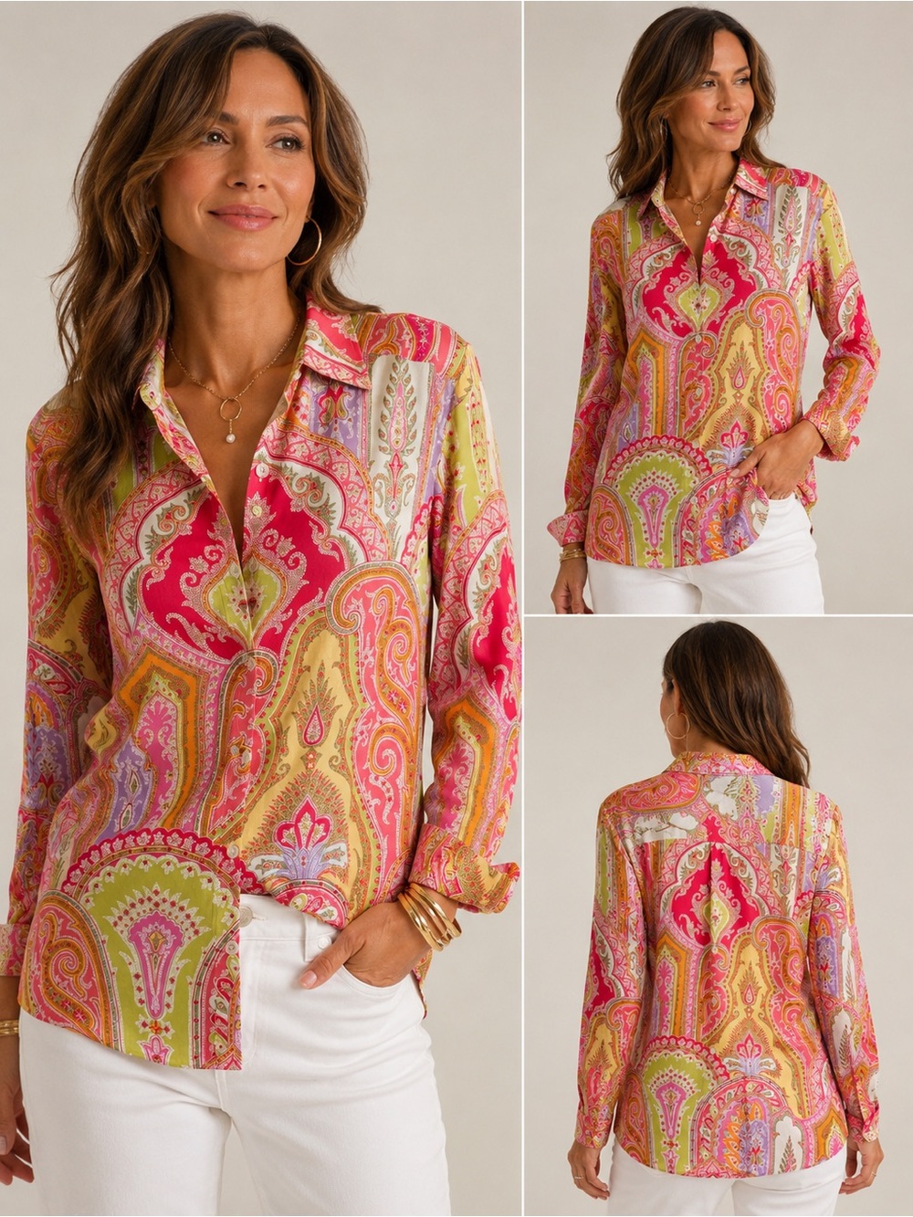 Robert Graham Women’s Paisley Button Front Shirt Size M